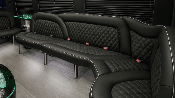 Interior of Wilmington Party Bus Company's 14 Passenger Sprinter Limousine in Wilmington
