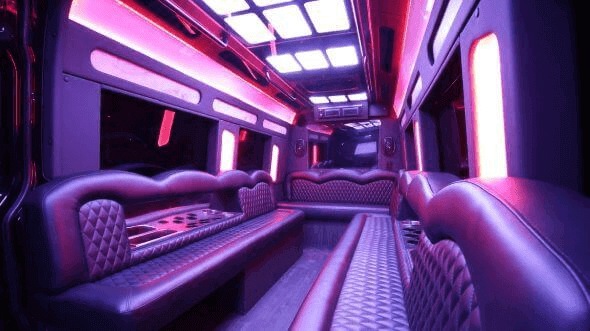 Interior of Delaware Party Bus Company's 15 Passenger Party Bus in Delaware