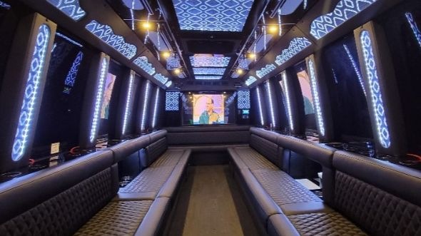 Interior of Wilmington Party Bus Company's 40 Passenger Party Bus in Wilmington