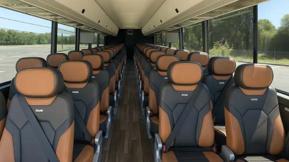 Interior of Delaware Party Bus Company's 46 Passenger Charter Bus in Delaware