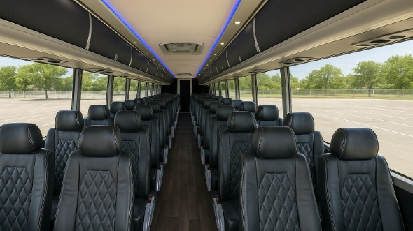 Interior of Delaware Party Bus Company's 48 Passenger Charter Bus in Delaware