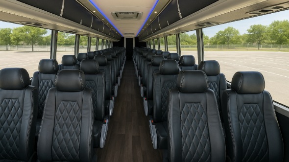 Interior of Delaware Party Bus Company's 56 Passenger Charter Bus in Delaware