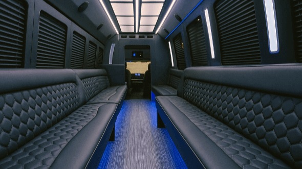 Delaware 40 passenger party bus interior